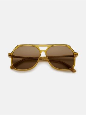Women's Amber Transparent Frame Sunglasses - Brown Lenses